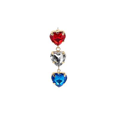 Celebrate Together™ Gold Tone Red, White, & Blue Stone Hearts Linear Drop Earrings