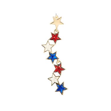 Celebrate Together™ Gold Tone Red, White, & Blue Stone Stars Linear Drop Earrings
