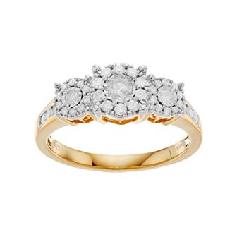 Sterling Silver 1/2 Carat T.W. Diamond 3-Stone Cluster Engagement Ring