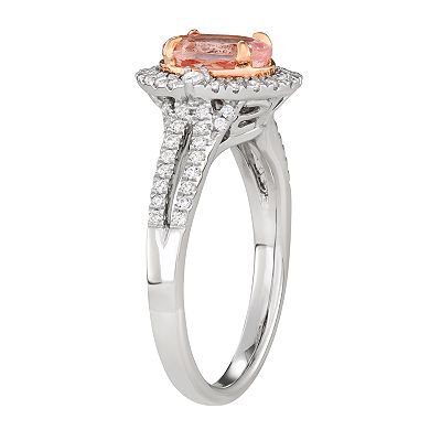 Simply Vera Vera Wang 14k White Gold 1/3 Carat T.W. Diamond & Morganite Oval Engagement Ring - Size 7