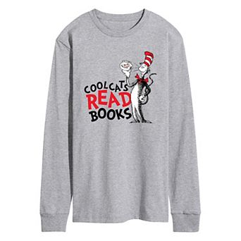 Men's Dr. Seuss The Cat in the Hat Cool Cats Read Books Long Sleeve Graphic Tee