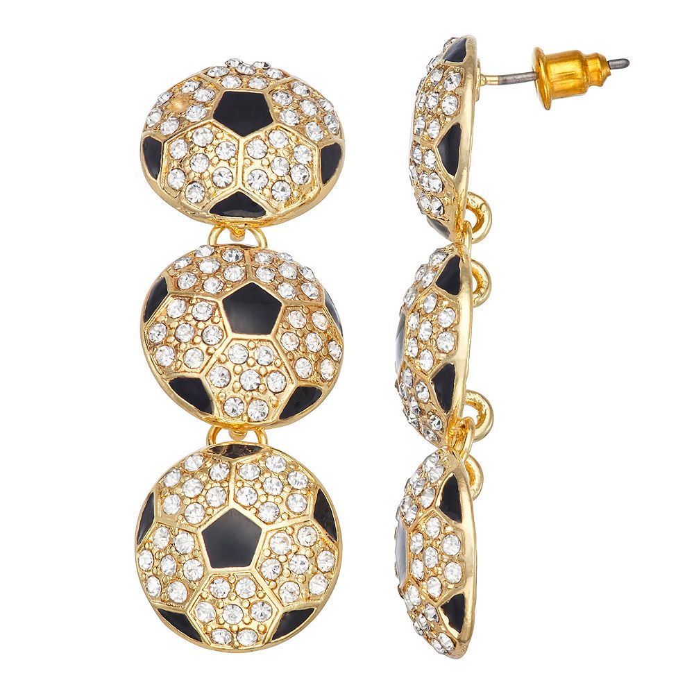 Football Earrings with Royal Blue Stone