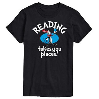 Men's Dr. Seuss The Cat in the Hat Reading Takes You Places Graphic Tee