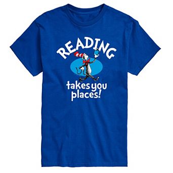Men's Dr. Seuss The Cat in the Hat Reading Takes You Places Graphic Tee