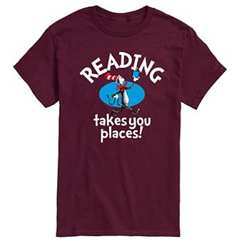 Men's Dr. Seuss The Cat in the Hat Reading Takes You Places Graphic Tee