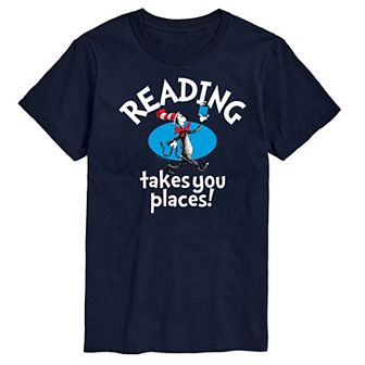 Men's Dr. Seuss The Cat in the Hat Reading Takes You Places Graphic Tee