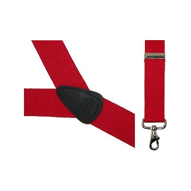 CTM Men's Elastic Solid Color Suspender with Metal Swivel Hook Clip End