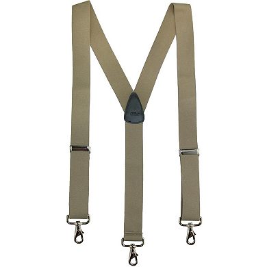 CTM Men's Elastic Solid Color Suspender with Metal Swivel Hook Clip End