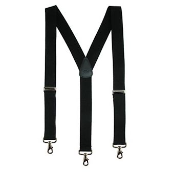 Men's Elastic Solid Color Suspender With Metal Swivel Hook Clip End
