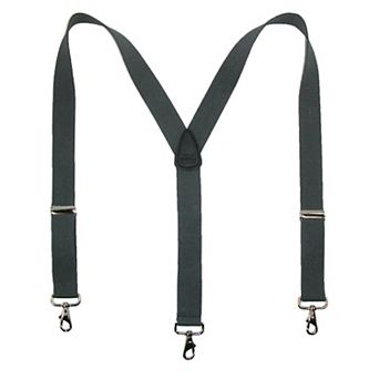 Men's Elastic Solid Color Suspender With Metal Swivel Hook Clip End