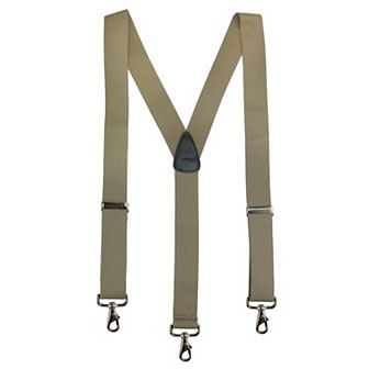 Men's Elastic Solid Color Suspender With Metal Swivel Hook Clip End