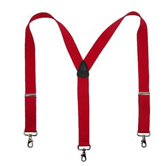 Men's Elastic Solid Color Suspender With Metal Swivel Hook Clip End