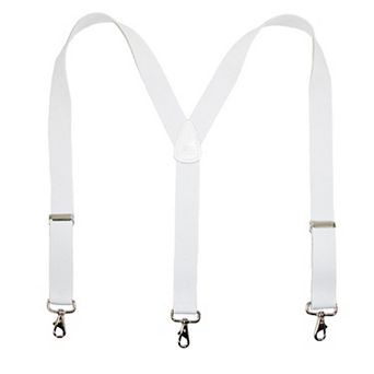 Men's Elastic Solid Color Suspender With Metal Swivel Hook Clip End