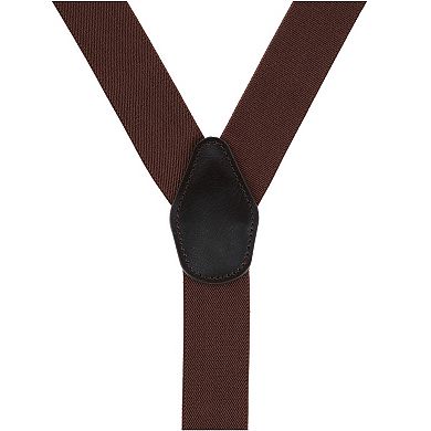 Men's 1.375 Inch Wide Solid Color Y-back Button-end Suspenders