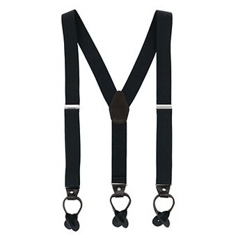 Men's 1.375 Inch Wide Solid Color Y-back Button-end Suspenders