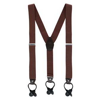 Men's 1.375 Inch Wide Solid Color Y-back Button-end Suspenders
