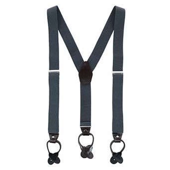 Men's 1.375 Inch Wide Solid Color Y-back Button-end Suspenders