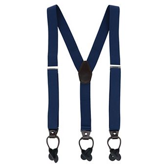 Men's 1.375 Inch Wide Solid Color Y-back Button-end Suspenders