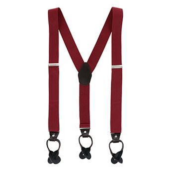 Men's 1.375 Inch Wide Solid Color Y-back Button-end Suspenders