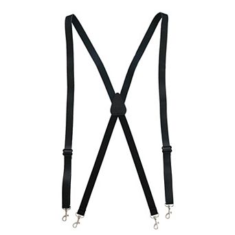 Men's Smooth Coated Leather Slim Width Suspenders With Metal Swivel Hook Ends