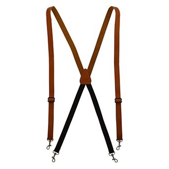 Men's Smooth Coated Leather Slim Width Suspenders With Metal Swivel Hook Ends