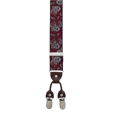 Men's 1.375 Inch Wide Paisley Print Double Clip-end Suspenders