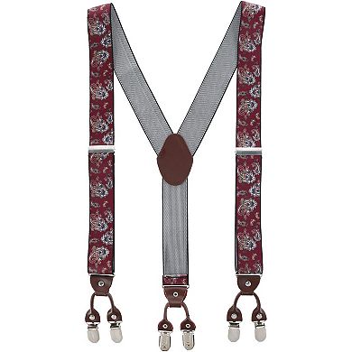 Men's 1.375 Inch Wide Paisley Print Double Clip-end Suspenders