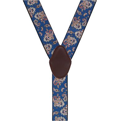Men's 1.375 Inch Wide Paisley Print Double Clip-end Suspenders