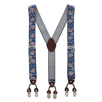 Men's 1.375 Inch Wide Paisley Print Double Clip-end Suspenders