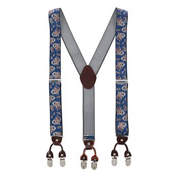 Men's 1.375 Inch Wide Paisley Print Double Clip-end Suspenders