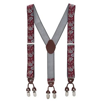 Men's 1.375 Inch Wide Paisley Print Double Clip-end Suspenders