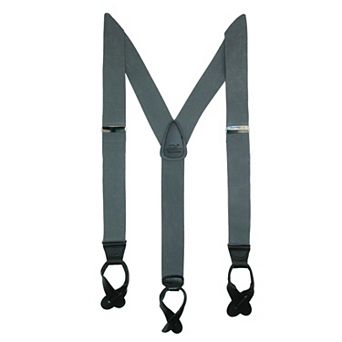 Men's Elastic Button End Dress Suspenders With Silver Hardware