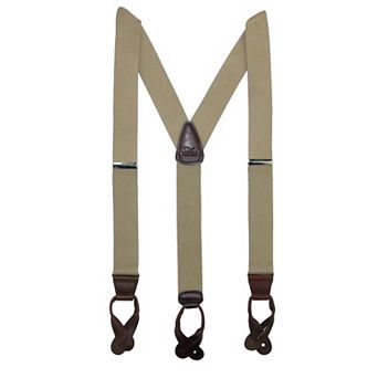 Men's Elastic Button End Dress Suspenders With Silver Hardware