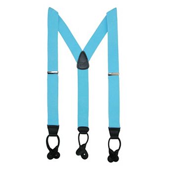 Men's Elastic Button End Dress Suspenders With Silver Hardware