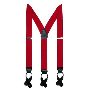 Men's Elastic Button End Dress Suspenders With Silver Hardware