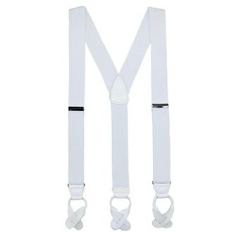 Men's Elastic Button End Dress Suspenders With Silver Hardware