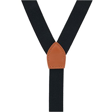Men's 1 Inch Wide Suspender With Faux Leather Buckle And Clip-ends
