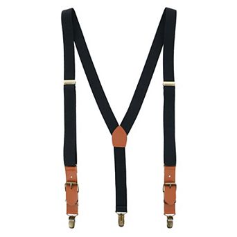 Men's 1 Inch Wide Suspender With Faux Leather Buckle And Clip-ends
