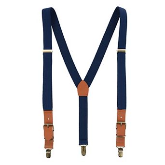 Men's 1 Inch Wide Suspender With Faux Leather Buckle And Clip-ends
