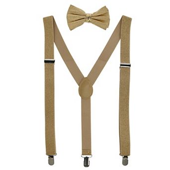 Glitter Gold Bow Tie And Suspender Set