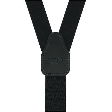 Men's Coated Leather Buckle Strap Suspenders With Metal Swivel Hook Ends