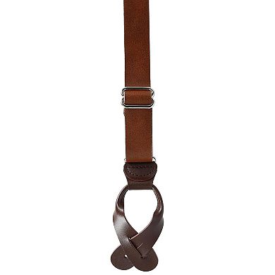 CTM Men's Coated Leather Button-End Y-Back Suspender with Bachelor Buttons
