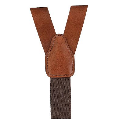 CTM Men's Coated Leather Button-End Y-Back Suspender with Bachelor Buttons