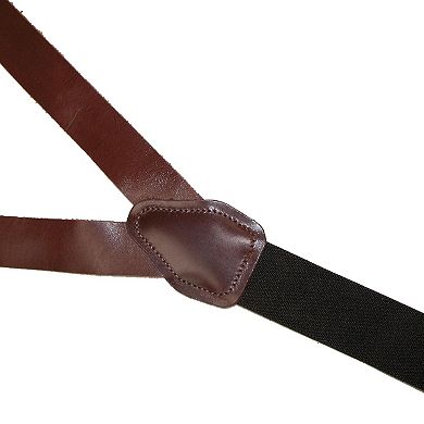 Men's Coated Leather Button-end Y-back Suspender With Bachelor Buttons