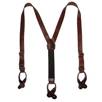 Men's Coated Leather Button-end Y-back Suspender With Bachelor Buttons