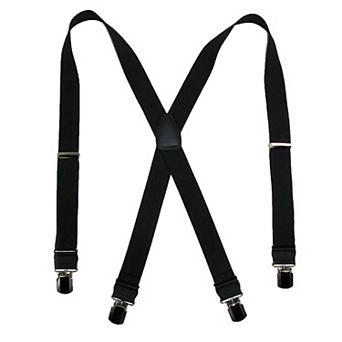 Men's Elastic Anti Slip Pin Clip Suspenders With Leather Drop Tabs