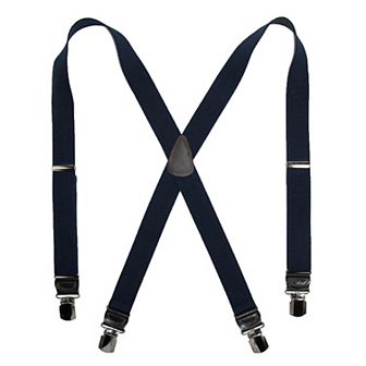 Men's Elastic Anti Slip Pin Clip Suspenders With Leather Drop Tabs