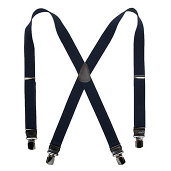 Men's Elastic Anti Slip Pin Clip Suspenders With Leather Drop Tabs