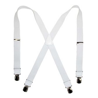Men's Elastic Anti Slip Pin Clip Suspenders With Leather Drop Tabs