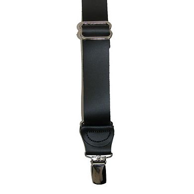CTM Men's Coated Leather Clip-End 1 Inch Suspenders